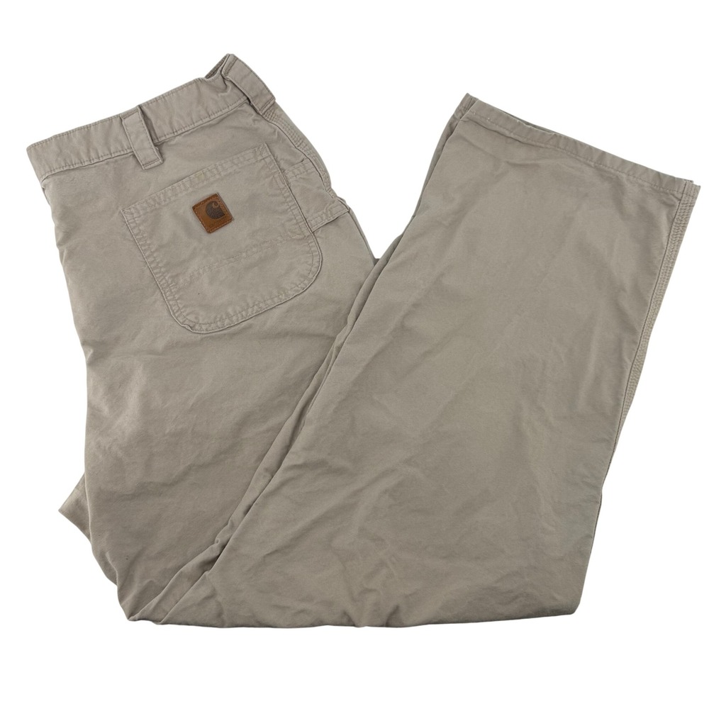 Carhartt Mens 42x32 Dungaree Fit Work Pants B151 Tan Utility Workwear Grunge USA